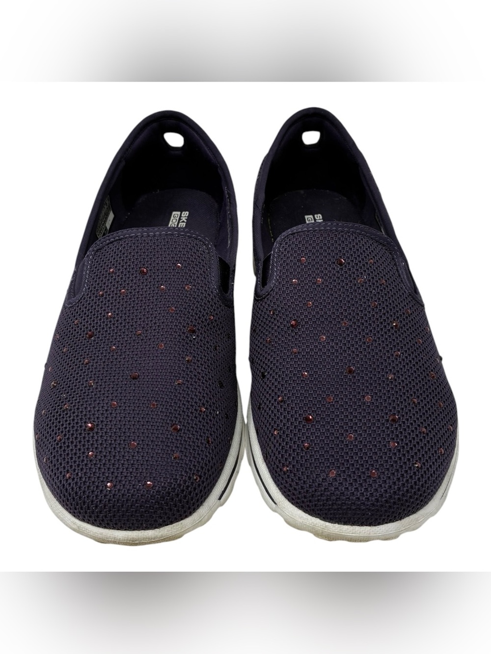Sketchers Goga Mat GOwalk Classic Purple Crystal Accent Slip on Shoes Size 8.5
